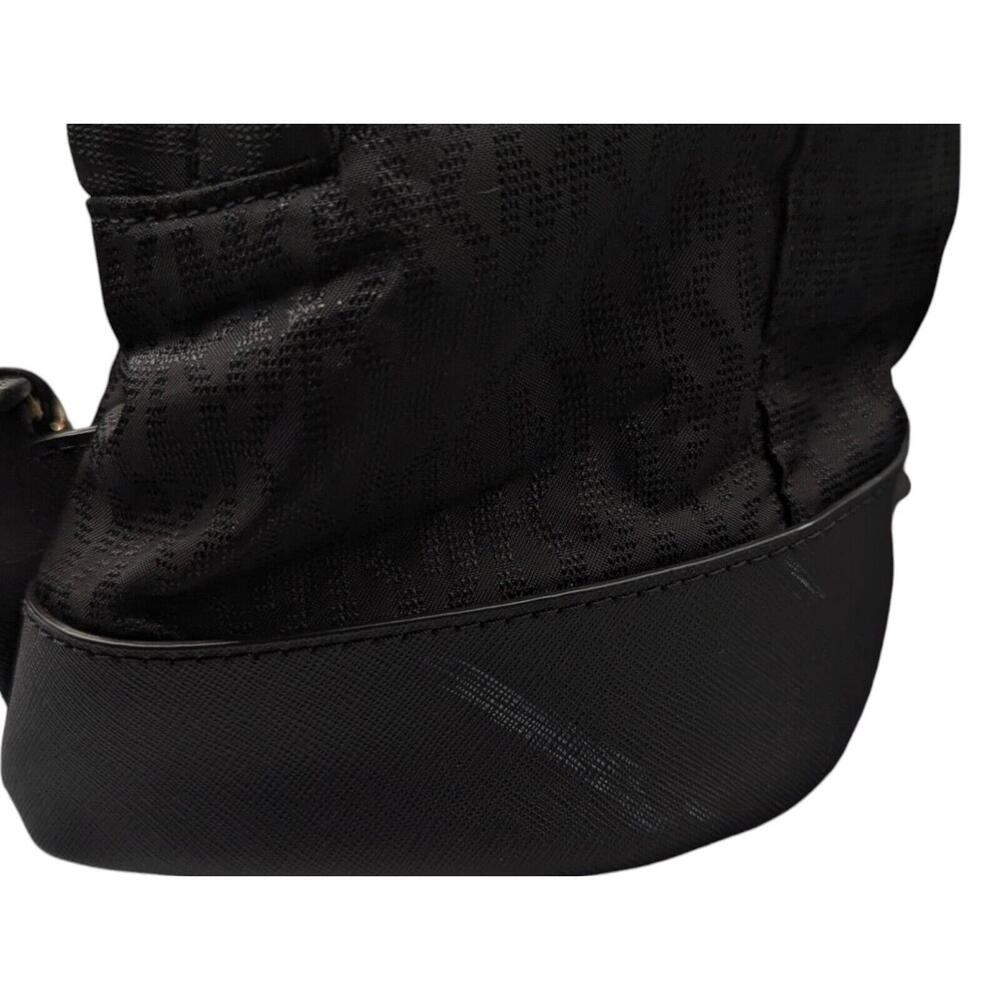 NWT Michael Kors Morgan Medium Black Signature Jacquard & Leather Trim Backpack‎ - Picture 10 of 11